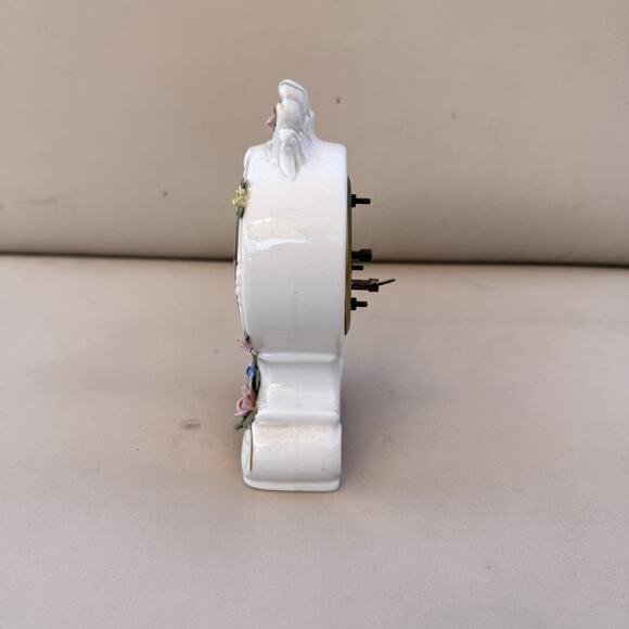 Vtg Dresden Mercedes Wind Up Miniature Porcelain Desk Clock Mark N Dresden WORKS - Picture 5 of 5